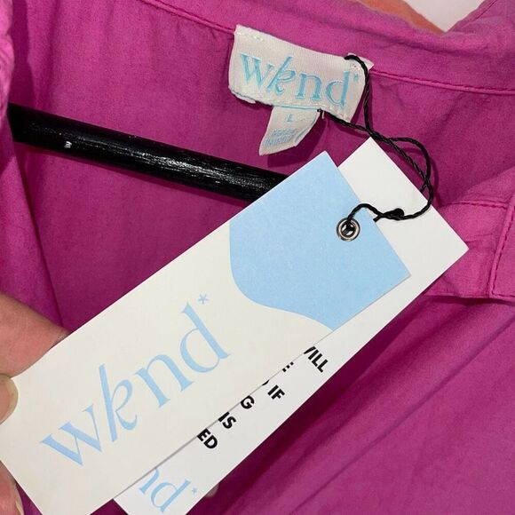 WKND Womens Collared Puff Balloon Sleeve Frock It Dress Pink Size Large NWT - Picture 7 of 10